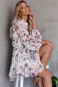 Vintage Floral Print Drawstring Flowy Dress | Dresses/Floral Dresses