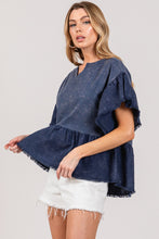 Load image into Gallery viewer, Ruffle Sleeve Top | Washed Short Sleeve Blouse
