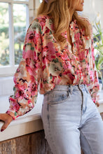 Load image into Gallery viewer, Floral Print Blouse | Ruffled Stitch Buttoned Top
