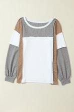 Load image into Gallery viewer, Medium Grey Exposed Seam Color Block Patchwork Top
