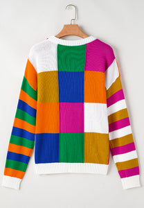 Color Block Round Neck Sweater