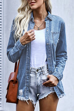 Load image into Gallery viewer, Blue Ripped Denim Jacket | Outerwear/Denim jackets
