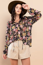 Load image into Gallery viewer, Floral Print Top | Ruffle Trim Long Sleeve Floral Blouse
