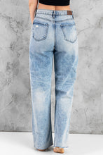 Load image into Gallery viewer, Sky Blue Distressed Hollow-out Knees Wide Leg Jeans | Bottoms/Jeans
