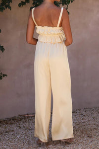 Wide Leg Pants Set | Ruffled Sleeveless Top and Pants