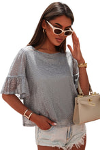 Load image into Gallery viewer, Gray Ruffled Sleeves Sequin Blouse | Tops/Blouses &amp; Shirts
