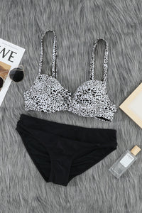 Black Twisted Bust Leopard Bikini Set | Swimwear/Bikinis