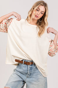 Bubble Sleeve Top | Round Neck Oversized Blouse