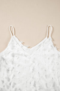 Tank Top | White Butterfly Applique Mesh Overlay