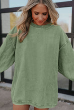 Load image into Gallery viewer, Womens Sweatshirt | Green Ribbed Oversized
