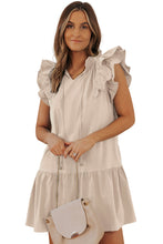 Load image into Gallery viewer, Mini Dress | Beige Tiered Ruffled Sleeves with Pockets
