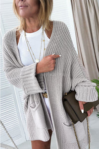 Khaki Oversized Fold Over Sleeve Sweater Cardigan | Tops/Sweaters & Cardigans