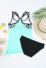 Load image into Gallery viewer, Sky Blue Leopard Printed Lined Tankini Swimsuit | Swimwear/Tankinis
