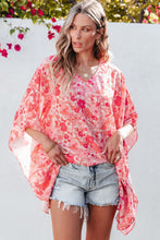 Load image into Gallery viewer, Womens Blouse-Floral V-Neck Three-Quarter Sleeve Blouse | Tops/Blouses &amp; Shirts
