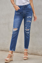 Load image into Gallery viewer, Light Blue Distressed Boyfriend Denim Pants
