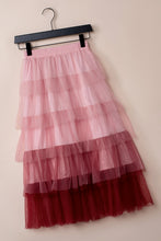 Load image into Gallery viewer, Maxi Skirt | Pink Gradient Ruffle Tiered Mesh
