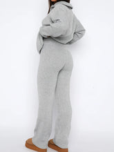 Load image into Gallery viewer, Quarter Zip Long Sleeve Top Pants Set
