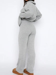 Quarter Zip Long Sleeve Top Pants Set