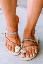 Load image into Gallery viewer, Gold Rhinestone Toe Ring Flat Sandals | Shoes &amp; Bags/Slippers
