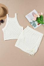 Load image into Gallery viewer, White Hollowed Crochet Cropped 2 Piece Beach Dress | Swimwear/Beach Cover-ups
