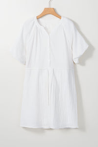 Puff Sleeve Dress |  Drawstring Shirt Dress with Pockets