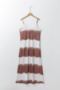 Maxi Dress | White Striped Tie Dye Dress