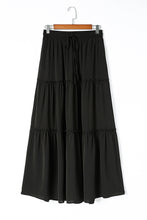 Load image into Gallery viewer, Black Frill Tiered Drawstring Waist Maxi Skirt | Bottoms/Skirts &amp; Petticoat
