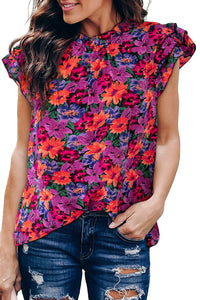 Multicolour Floral Print Tiered Ruffled Sleeve Blouse | Tops/Blouses & Shirts