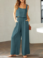 Load image into Gallery viewer, Womens Pants Set-Square Neck Top and Wide Leg Pants Set | pants set
