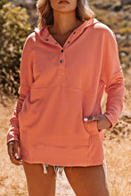 Load image into Gallery viewer, Orange Batwing Sleeve Pocketed Henley Hoodie | Tops/Sweatshirts &amp; Hoodies
