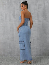 Load image into Gallery viewer, Slit Tube Denim Dress
