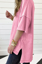 Load image into Gallery viewer, Strawberry Pink Mineral Wash Exposed Seam Drop Shoulder Oversized Tee
