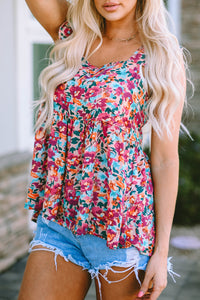 Multicolor Square Neck Floral Tank Top | Tops/Tank Tops