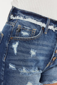 Kancan Distressed Button Fly Denim Shorts | Blue Jeans