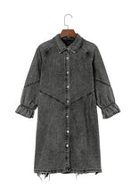 Load image into Gallery viewer, Denim Mini Dress | Gray Buttoned Long Sleeve
