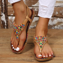 Load image into Gallery viewer, Beaded Leather Sandals |  Flat Sandals
