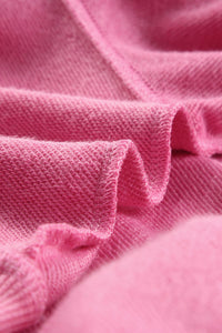 Pink Washed Snap Buttons Lantern Sleeve Pullover Sweatshirt | Tops/Sweatshirts & Hoodies