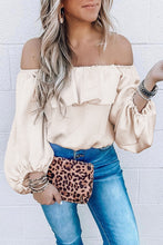 Load image into Gallery viewer, Oatmeal Ruffle Overlay Puff Sleeve Blouse | Tops/Blouses &amp; Shirts
