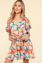 Load image into Gallery viewer, Short Sleeve Romper | Tropical Floral Tied Romper
