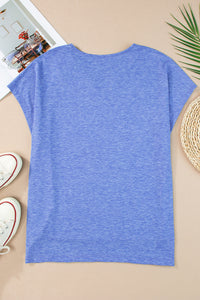 Oversized Blue Top  | Sky Blue Crochet Lace Detail Tee