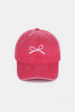 Load image into Gallery viewer, Pink Cotton Sports Hat | Bow Embroidered Washes Caps
