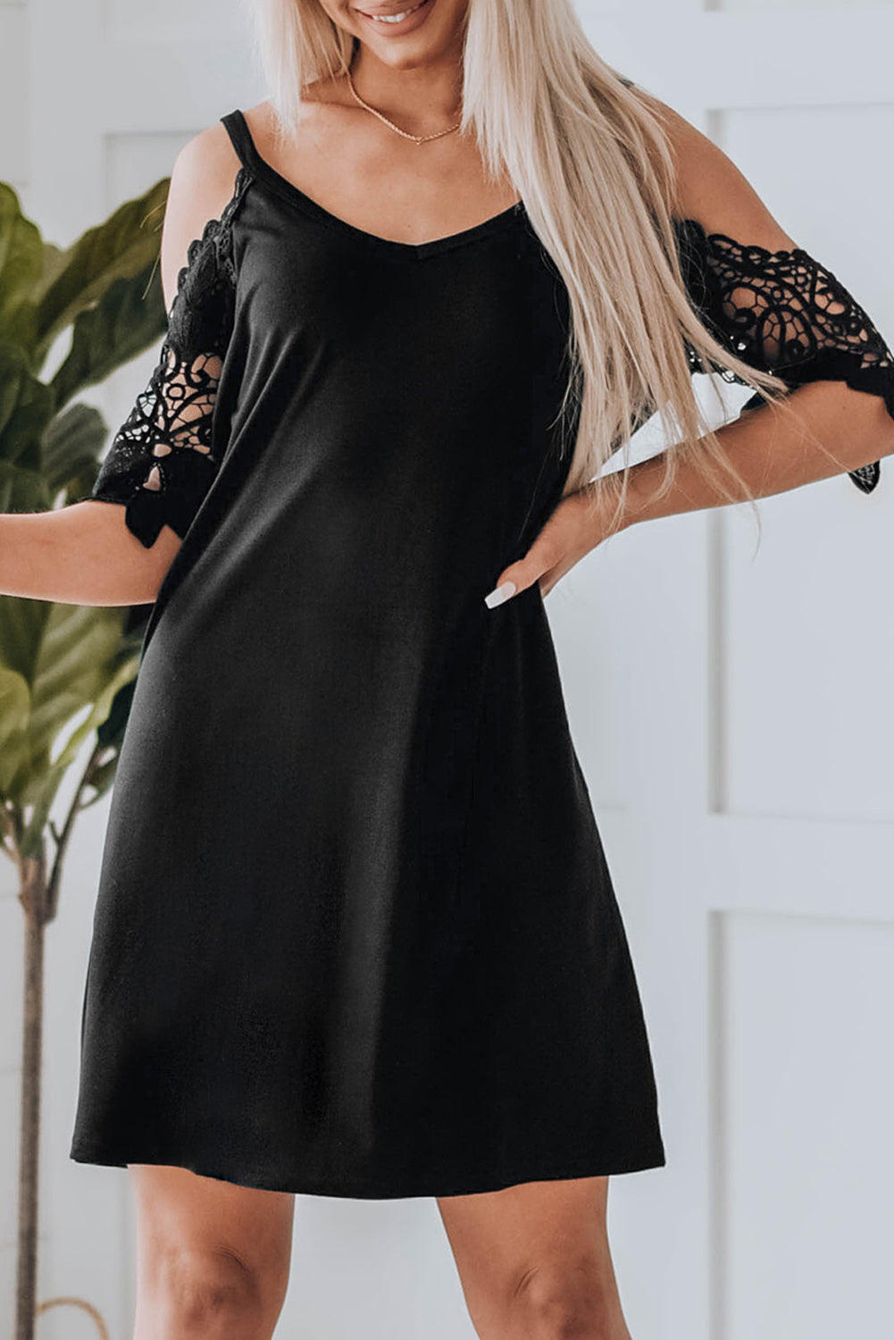 Black Cold Shoulder Mini Dress | Dresses/Mini Dresses