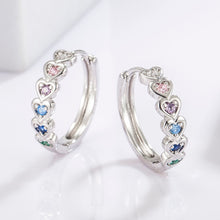 Load image into Gallery viewer, Heart Huggie Earrings | 925 Sterling Silver Inlaid Zircon
