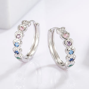 Heart Huggie Earrings | 925 Sterling Silver Inlaid Zircon