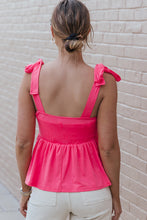 Load image into Gallery viewer, Pink Knotted Straps Peplum Tank Top | Tops/Tank Tops
