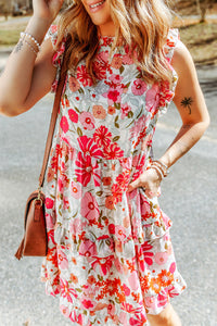 White Ruffled Tank Floral Dress | Dresses/Floral Dresses