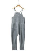 Load image into Gallery viewer, Gray Jumpsuit | Gray Waffle Knit Spaghetti Straps Loose Fit
