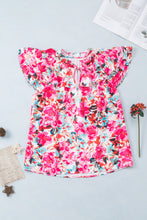 Load image into Gallery viewer, Rose Ruffle Flutter Sleeve Floral Print Blouse | Tops/Blouses &amp; Shirts
