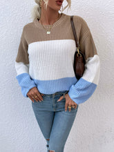 Load image into Gallery viewer, Color Block Round Neck Sweater
