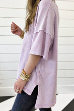 Load image into Gallery viewer, Orchid Petal Mineral Wash Exposed Seam Drop Shoulder Oversized Tee
